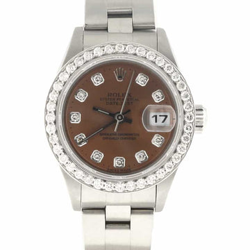 Rolex Datejust Ladies Original Chocolate Diamond Dial Automatic Stainless Steel Watch w/Diamond Bezel 79160