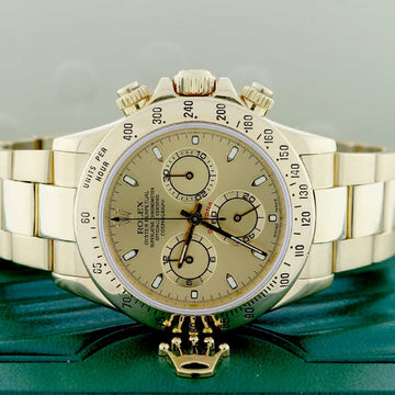 Rolex Cosmograph Daytona 18K Yellow Gold Original Champagne Dial 40MM Automatic Mens Oyster Watch 116528