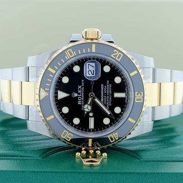 Rolex Submariner 2-Tone 18K Yellow Gold/Stainless Steel Black Ceramic Bezel Automatic Mens Oyster Watch 116613 Box & Papers