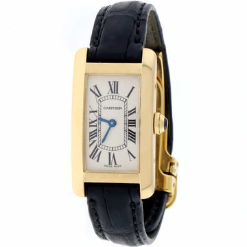 Cartier Tank Americaine 18K Yellow Gold Silver Roman Dial Ladies Watch W2601556