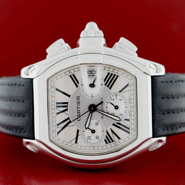 Cartier Roadster XL Chronograph 43MM Silver Roman Dial Automatic Stainless Steel Mens Watch W62019X6