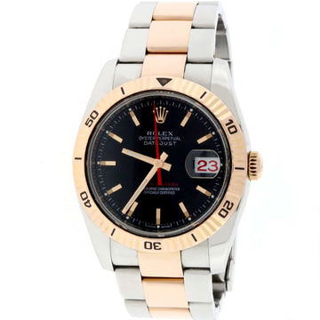 Rolex Datejust Thunderbird Turnograph 2-Tone 18K Rose Gold & Stainless Steel Original Black Dial 36MM Oyster Watch 116261