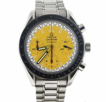 Omega Speedmaster Chronograph Michael Schumacher Yellow Dial 39MM Automatic Stainless Steel Mens Watch 351012