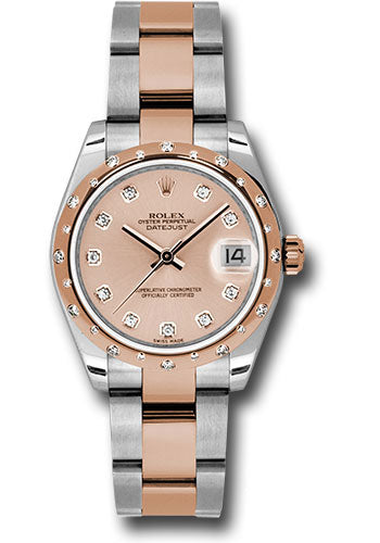 Rolex Steel and Everose Gold Datejust 31 Watch - 24 Diamond Bezel - Pink Diamond Dial - Oyster Bracelet - 178341 pdo