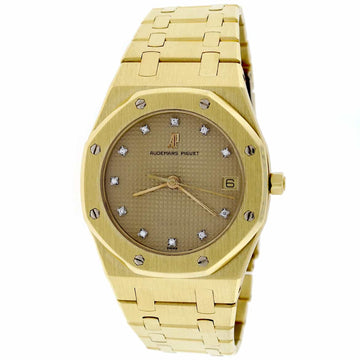 Audemars Piguet Royal Oak 18K Yellow Gold Original Champagne Diamond Dial 35mm Quartz Watch