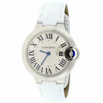 Cartier Ballon Bleu Silver Roman Dial 33MM Stainless Steel Ladies Watch W6920086