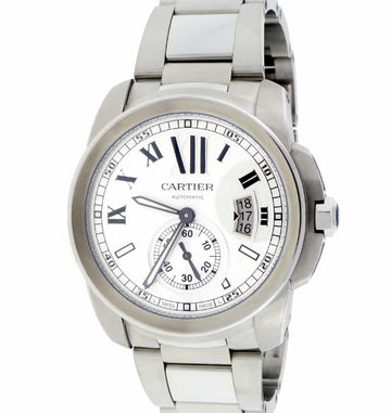 Cartier Calibre 42MM Silver Roman Dial Automatic Stainless Steel Mens Watch W7100015
