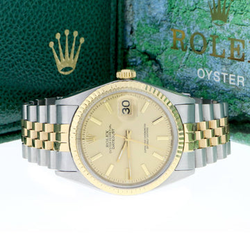 Rolex Datejust 2-Tone 18K Yellow Gold & Stainless Steel Original Champagne Dial 36MM Automatic Mens Watch 1601