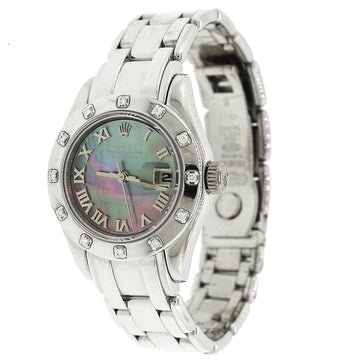Rolex Ladies Pearlmaster White Gold Factory Diamond Bezel Watch 69319