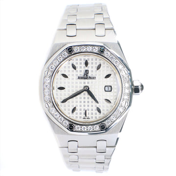 Audemars Piguet Lady Royal Oak 33mm Factory Diamond Bezel/Silver-toned Dial/Stainless Steel Watch/Box Papers