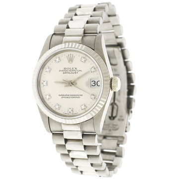 Rolex President Datejust 31MM Factory Diamond Dial White Gold Watch 68279