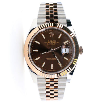 Rolex Datejust 41mm 2-Tone Rose Gold/Steel Jubilee Watch with Chocolate Dial/Box/Papers/126331