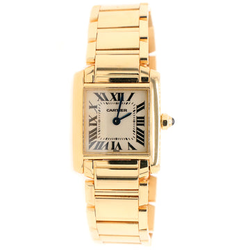 Cartier Tank Francaise 20MM Yellow Gold Roman Dial Ladies Watch Box Papers W50002N2