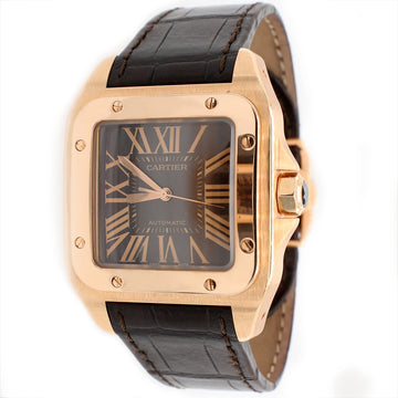 Cartier Santos 100 38mm Rose Gold Watch with Roman Dial/Box/Papers 2792
