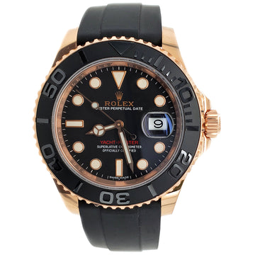 Rolex Yacht-Master 40mm Rose Gold Black Dial 116655 Watch Box Papers