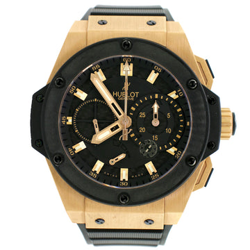 Hublot King Power 48MM Rose Gold Limited Edition Watch w/Split Second Black Guilloche Dial