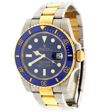 Rolex Submariner 2-Tone Blue Ceramic Bezel & Dial Oyster Watch Box Papers