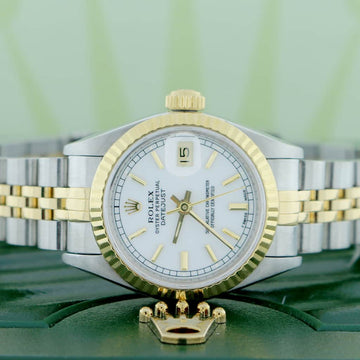 Rolex Datejust Ladies 2-Tone 18K Yellow Gold/Steel 26MM Original Silver Index Dial Jubilee Watch 179173