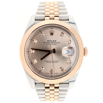 Rolex Datejust II 41mm Factory Sundust Diamond Dial/Smooth Bezel 2-Tone Rose Gold/Steel Watch 126301 Box Papers