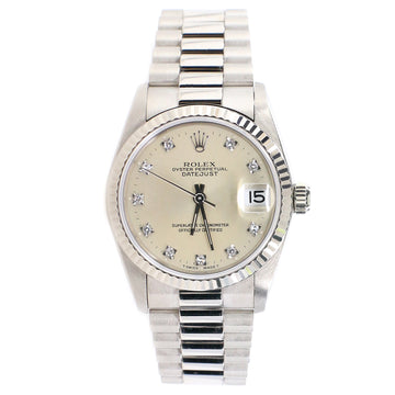 Rolex President Datejust 31MM Factory Diamond Dial 18k White Gold Watch 68279 Box Papers
