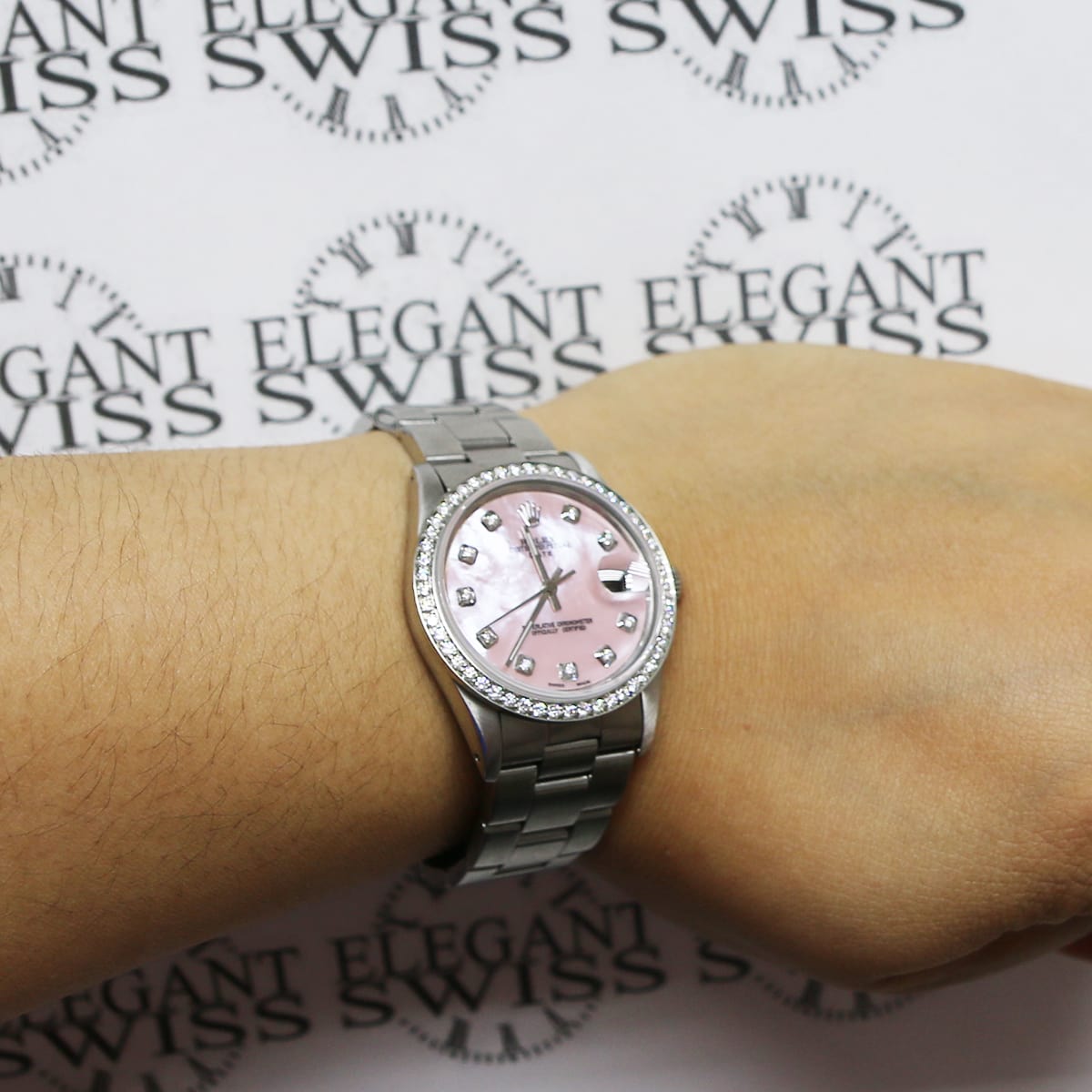Rolex Oyster Perpetual Date 34mm Steel Watch w/Pin
