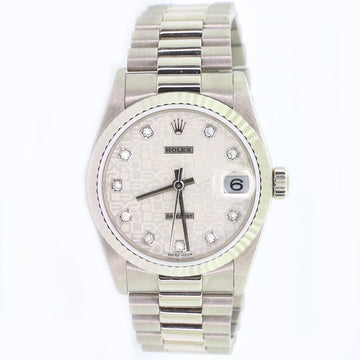 Rolex President Datejust 31mm White Gold Watch with Factory Jubilee Diamond Dial 78279
