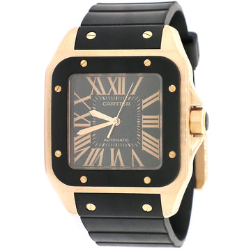 Cartier Santos 100 XL Rose Gold 38mm Watch/Black Roman Dial /Box/Booklet