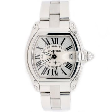 Cartier Roadster Silver Guilloché Large Stainless Steel Watch W62025V3