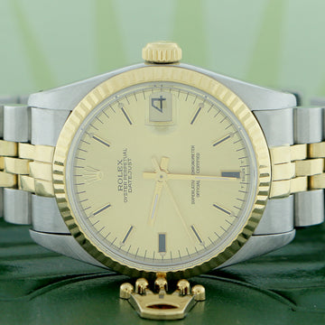 Rolex Datejust Midsize 2-Tone Yellow Gold/Stainless Steel Original Champagne Index Dial 31MM Jubilee Watch 68273