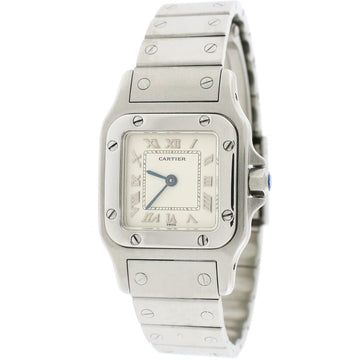 Cartier Santos Galbee Small 24MM Ivory Roman Dial Stainless Steel Ladies Watch W20056D6