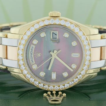 Rolex President Day-Date Special Edition Tridor Masterpiece 39MM Factory Tahitian MOP Diamond Dial & Bezel Watch 18948