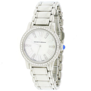 David Yurman Factory Diamond Bezel White Ceramic Stainless Women's Quartz Watch 29.5mm T717-S