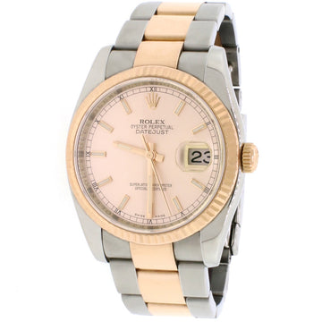 Rolex Datejust 2-Tone 18K Rose Gold/Stainless Steel Oyster Pink Dial 36MM Automatic V Serial Mens Watch 116231