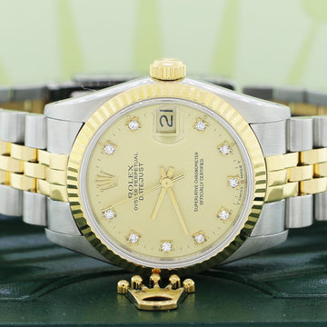 Rolex Datejust 2-Tone 18K Yellow Gold/Stainless Steel Factory Champagne Diamond Dial 31mm Womens Jubilee Watch 68273