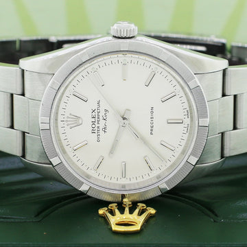 Rolex Air-King Factory Silver Index Dial Engine Turned Bezel 34MM Automatic Stainless Steel Oyster Watch 14010