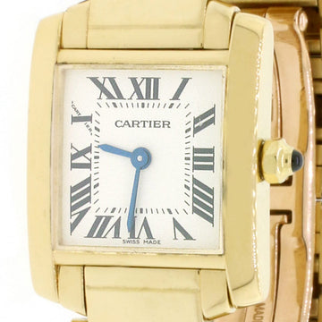 Cartier Tank Francaise Small 18K Yellow Gold 20MM Factory Roman Dial Ladies Watch W50002N2