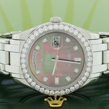 Rolex Day-Date Masterpiece Italian Day Factory Tahitian MOP Dial 40 Diamond Bezel 39MM Automatic Platinum Watch 18946