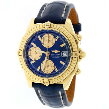 Breitling Chronomat Windrider 18K Yellow Gold Original Blue Dial 39MM Automatic Mens Watch K13352
