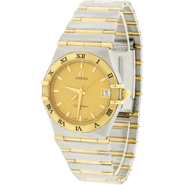 Omega Constellation Full Bar Two-Tone 18k Gold Stainless Steel Unisex Watch