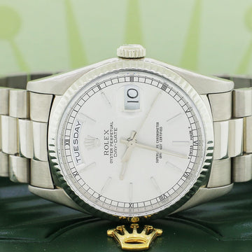 Rolex President Day-Date 18K White Gold 36MM Double-Quick Factory Index Dial Automatic Mens Watch 18239
