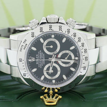Rolex Cosmograph Daytona Black Dial 40MM Automatic Stainless Steel Mens Oyster Watch 116520