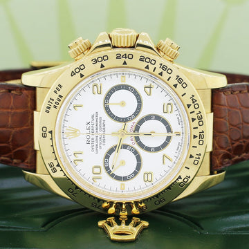 Rolex Cosmograph Daytona Zenith 18K Yellow Gold Factory White Dial 40MM Automatic Mens Watch 16518