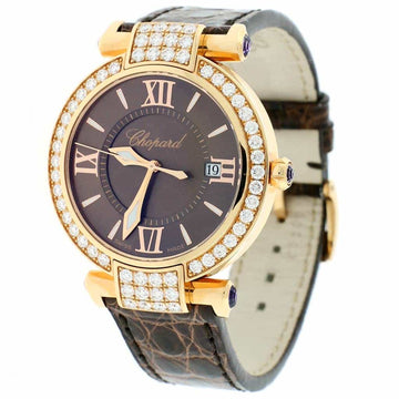 Chopard Imperiale 18K Rose Gold Factory Diamond Bezel Chocolate Dial 36MM Ladies Watch 384221-5011