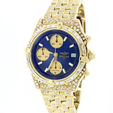 Breitling Chronomat 18K Yellow Gold Chronograph 41MM Automatic Mens Watch K13047X w/Diamond Dial, Bezel, & Bracelet