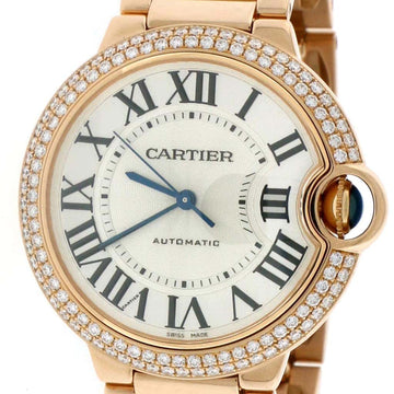 Cartier Ballon Bleu Midsize 18K Pink Gold Original Diamond Bezel 36MM Automatic Watch WE9005Z3