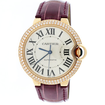 Cartier Ballon Bleu Midsize 18K Rose Gold Factory Diamond Bezel Roman Dial 36MM Watch WE900551