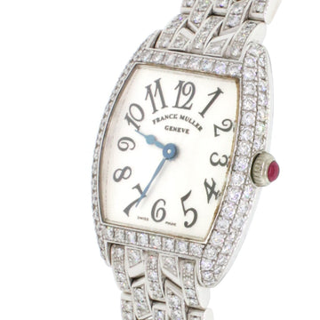 Franck Muller Cintree Curvex 18K White Gold Factory Diamond Bezel/Bracelet Silver Dial 22MM Ladies Watch 2251QZD