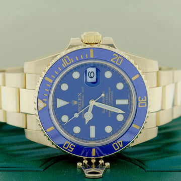 Rolex Submariner Date 18K Yellow Gold Blue Ceramic Bezel/Dial 40MM Automatic Mens Oyster Watch 116618