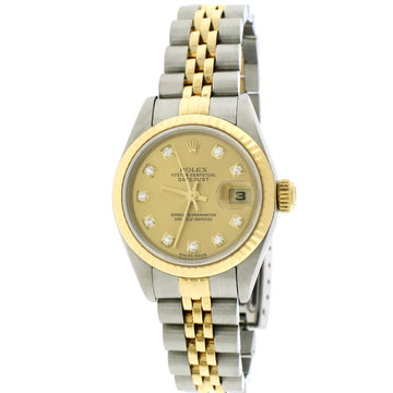 Rolex Datejust Ladies 2-Tone 18K Yellow Gold/Steel 26MM Original Champagne Diamond Dial Jubilee Watch 79173