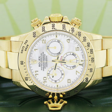 Rolex Cosmograph Daytona 18K Yellow Gold Factory White MOP Dial 40MM Automatic Mens Oyster Watch 116528